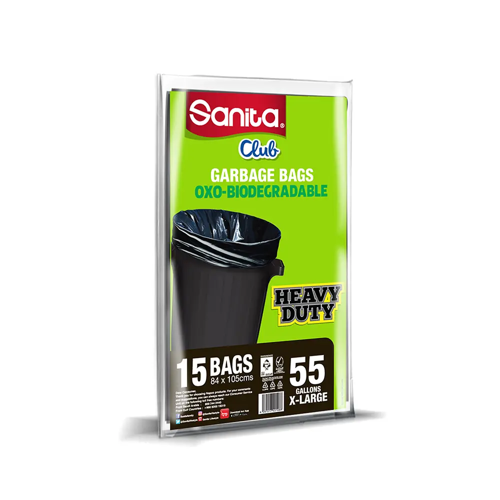 Sanita Club Garbage Bags Biodegradable 55 Gallons 15 Bags - view 1