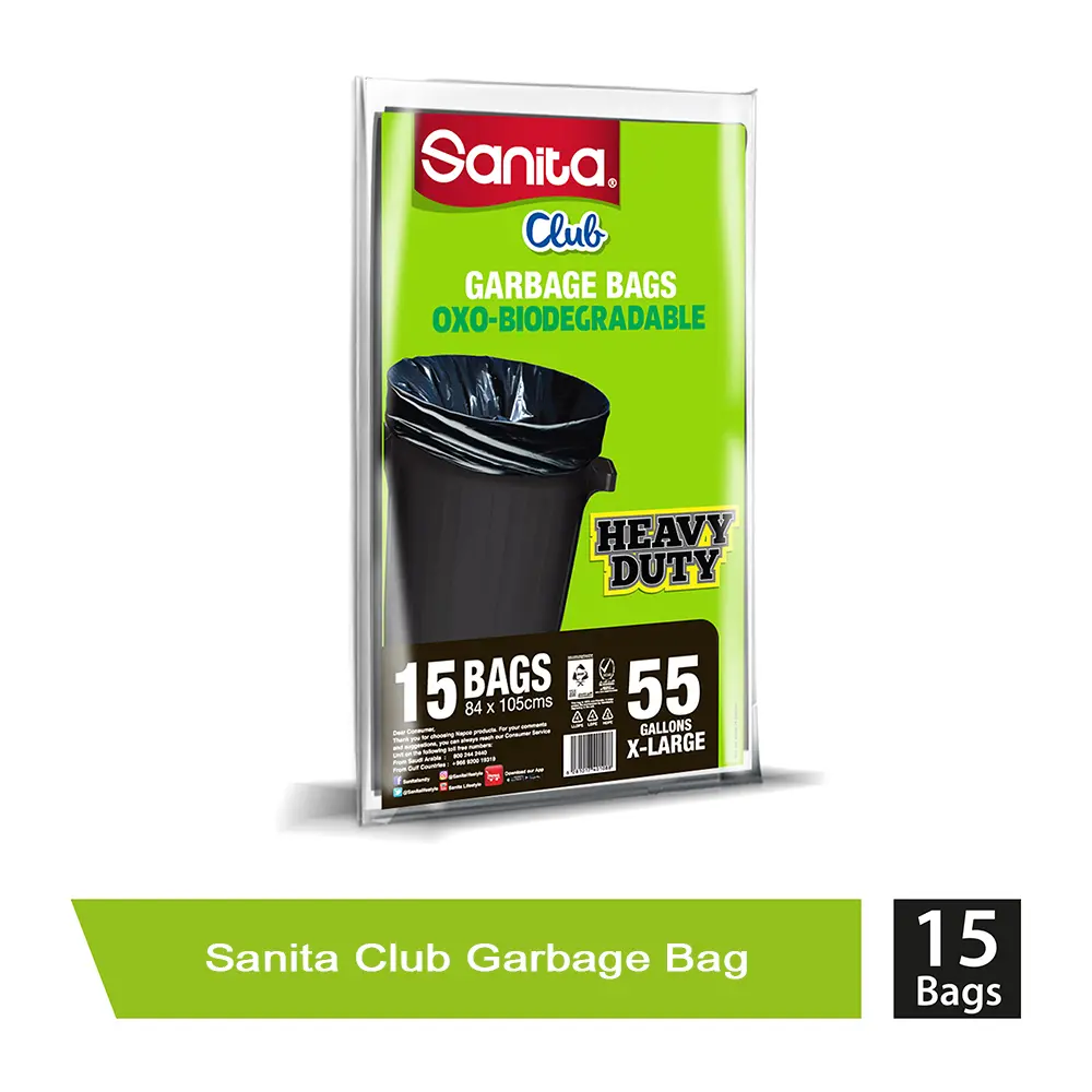 Sanita Club Garbage Bags Biodegradable 55 Gallons 15 Bags - view 2