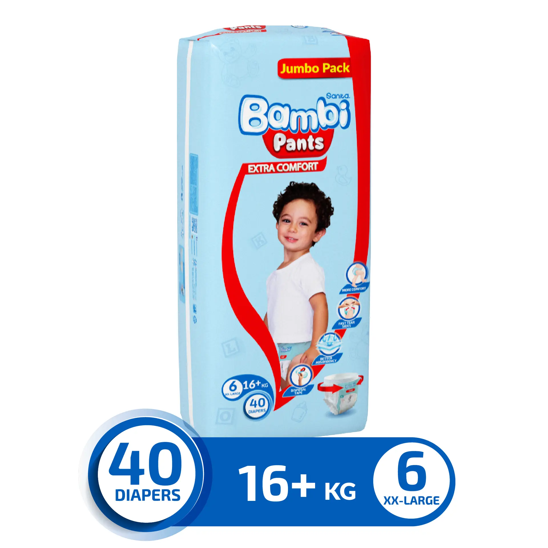 Bambi Pants Diapers XXL Jumbo, 40s - view 1