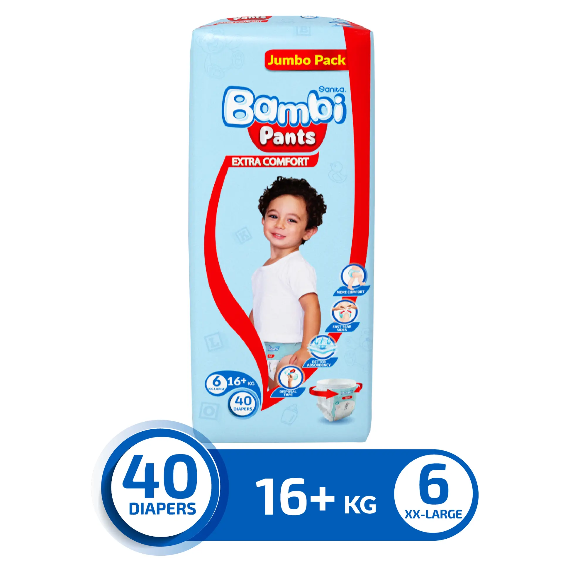 Bambi Pants Diapers XXL Jumbo, 40s - view 4