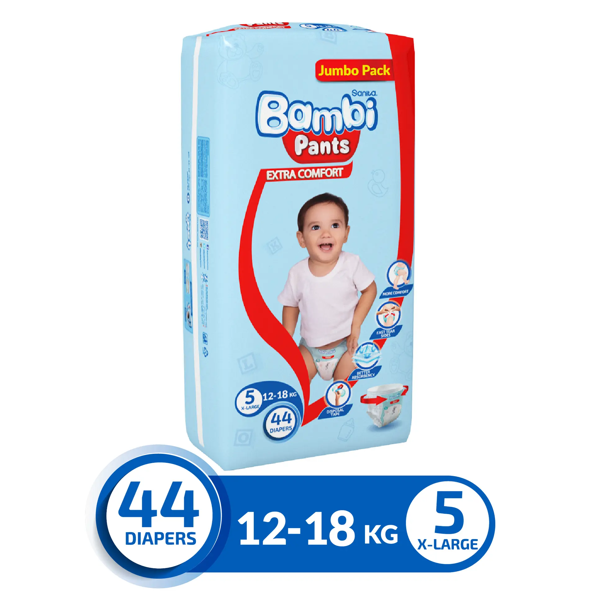 Bambi Pants Diapers X-Large Jumbo, 44s - view 1