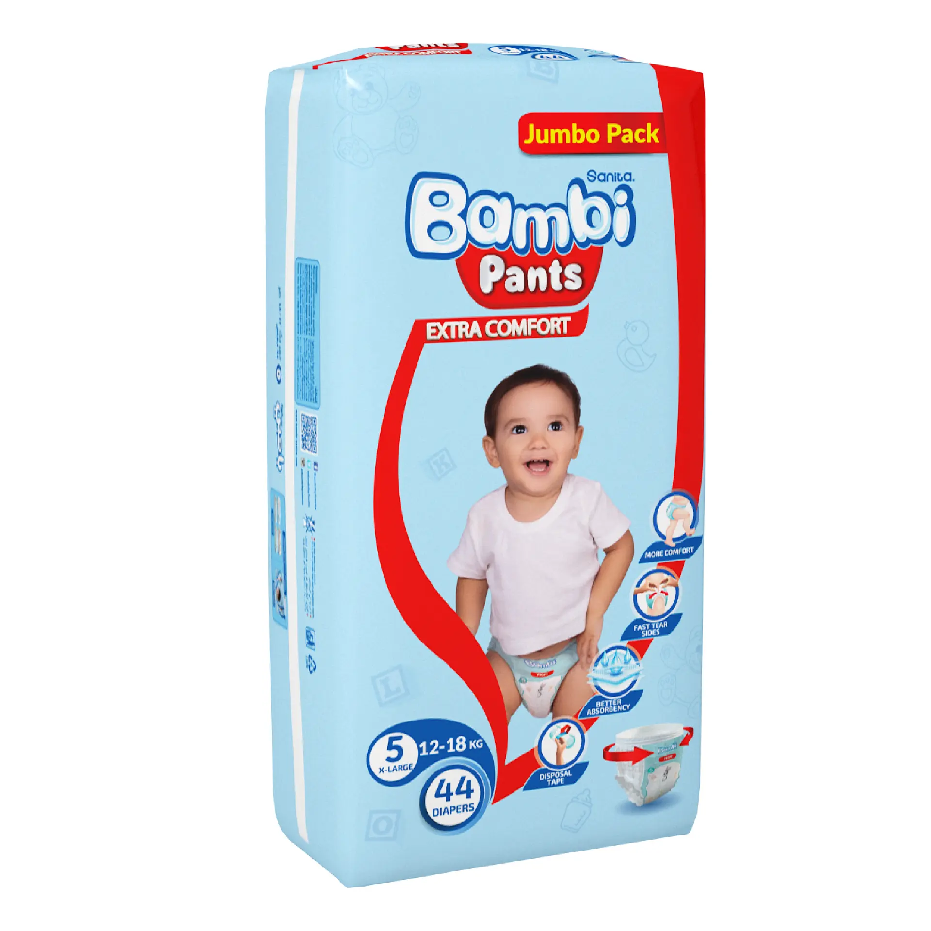 Bambi Pants Diapers X-Large Jumbo, 44s - view 2
