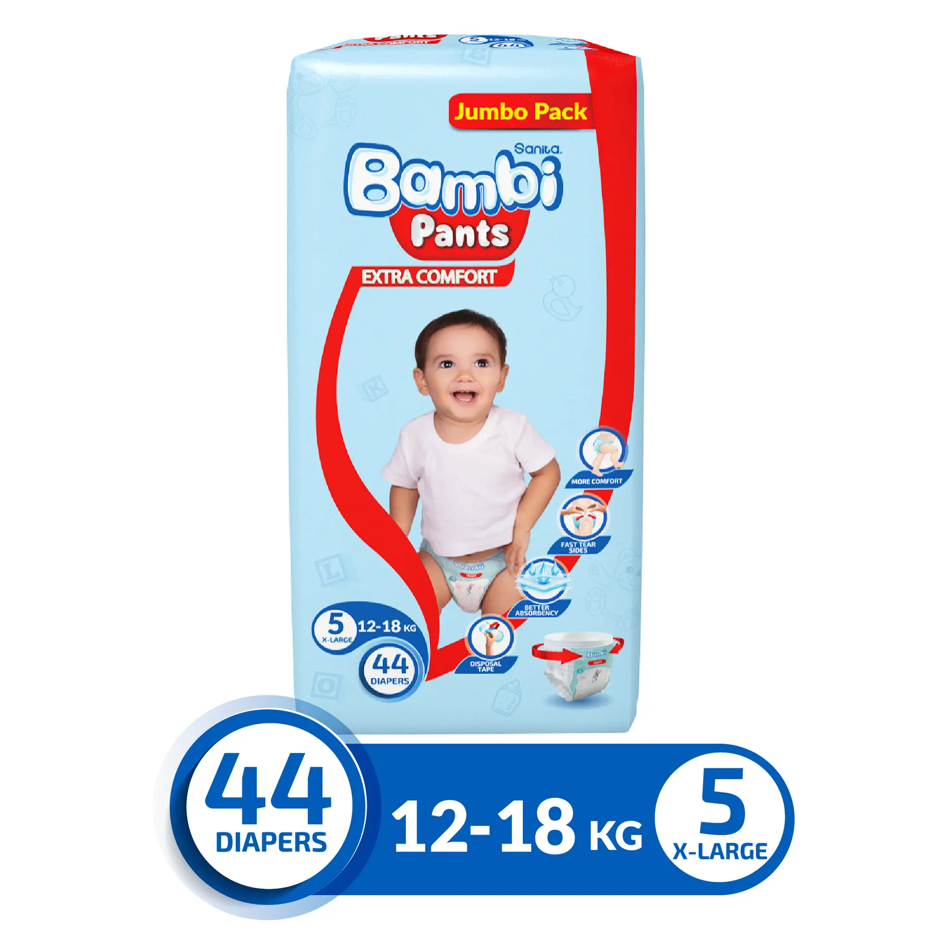 Bambi Pants Diapers X-Large Jumbo, 44s - view 3