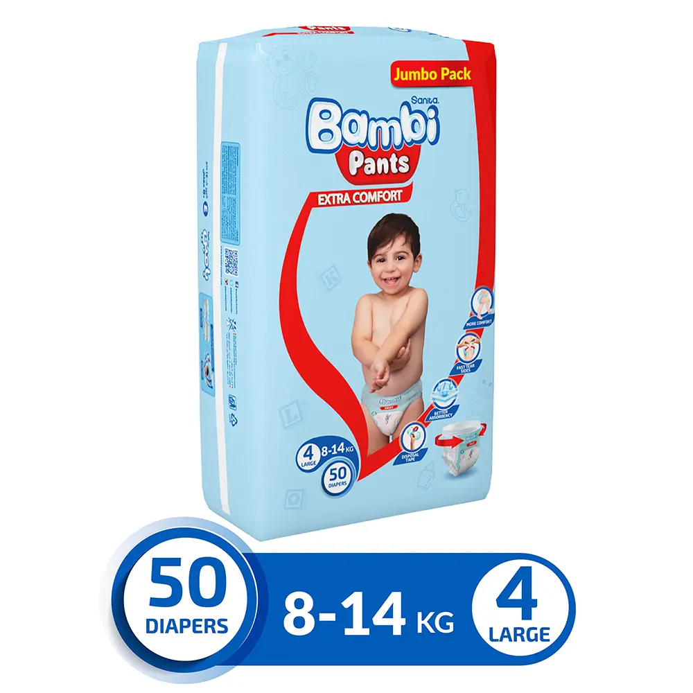 Sanita Bambi Pants Jumbo Pack Size 4 Large 50 Diapers - view 1