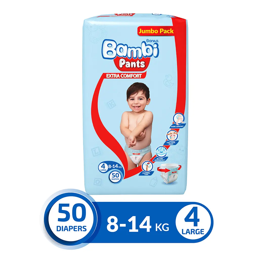 Sanita Bambi Pants Jumbo Pack Size 4 Large 50 Diapers - view 3