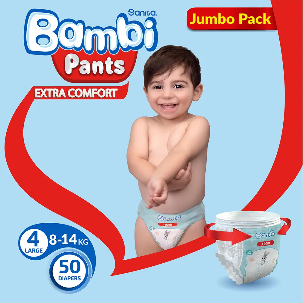 Sanita Bambi Pants Jumbo Pack Size 4 Large 50 Diapers - view 10