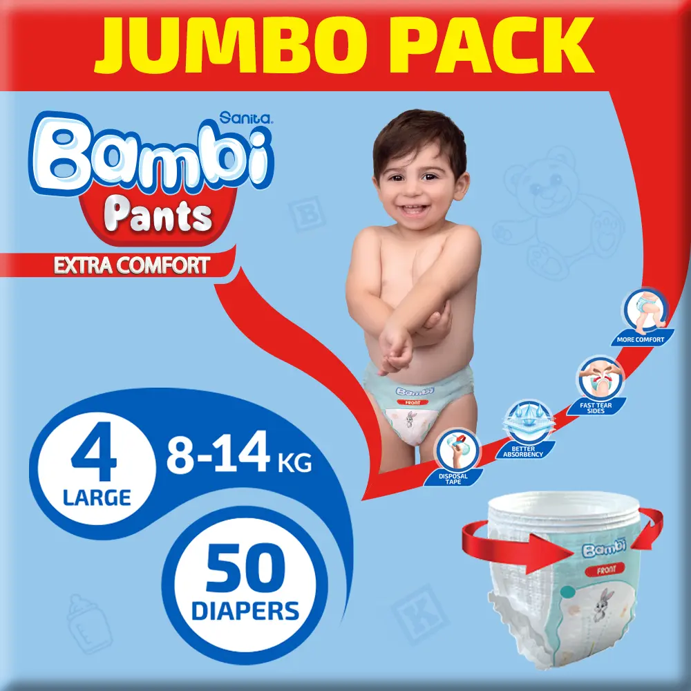 Sanita Bambi Pants Jumbo Pack Size 4 Large 50 Diapers - view 11