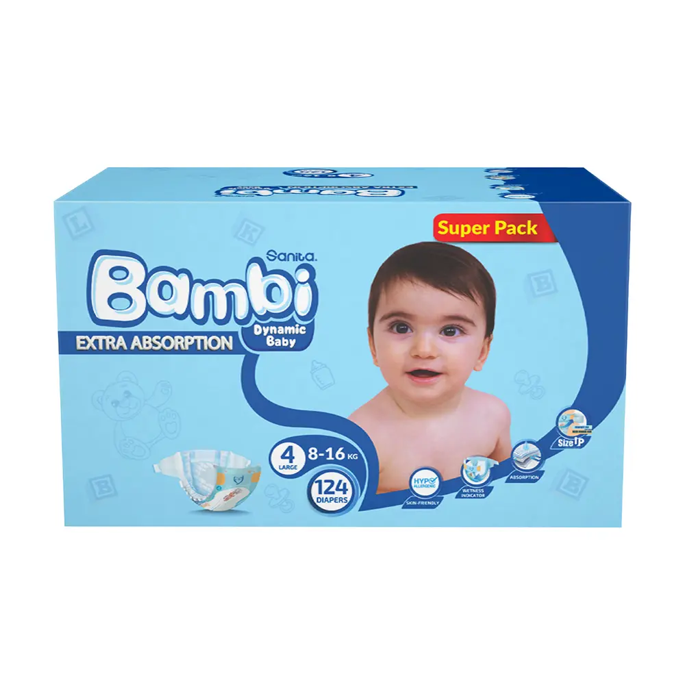 Bambi Baby Diapers Large Super Pack S4 8-16kg 124 Pieces - view 2