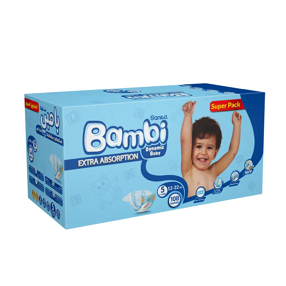 Bambi Baby Diapers X-Large Super Pack S5 12-22kg 108 Pieces - view 3