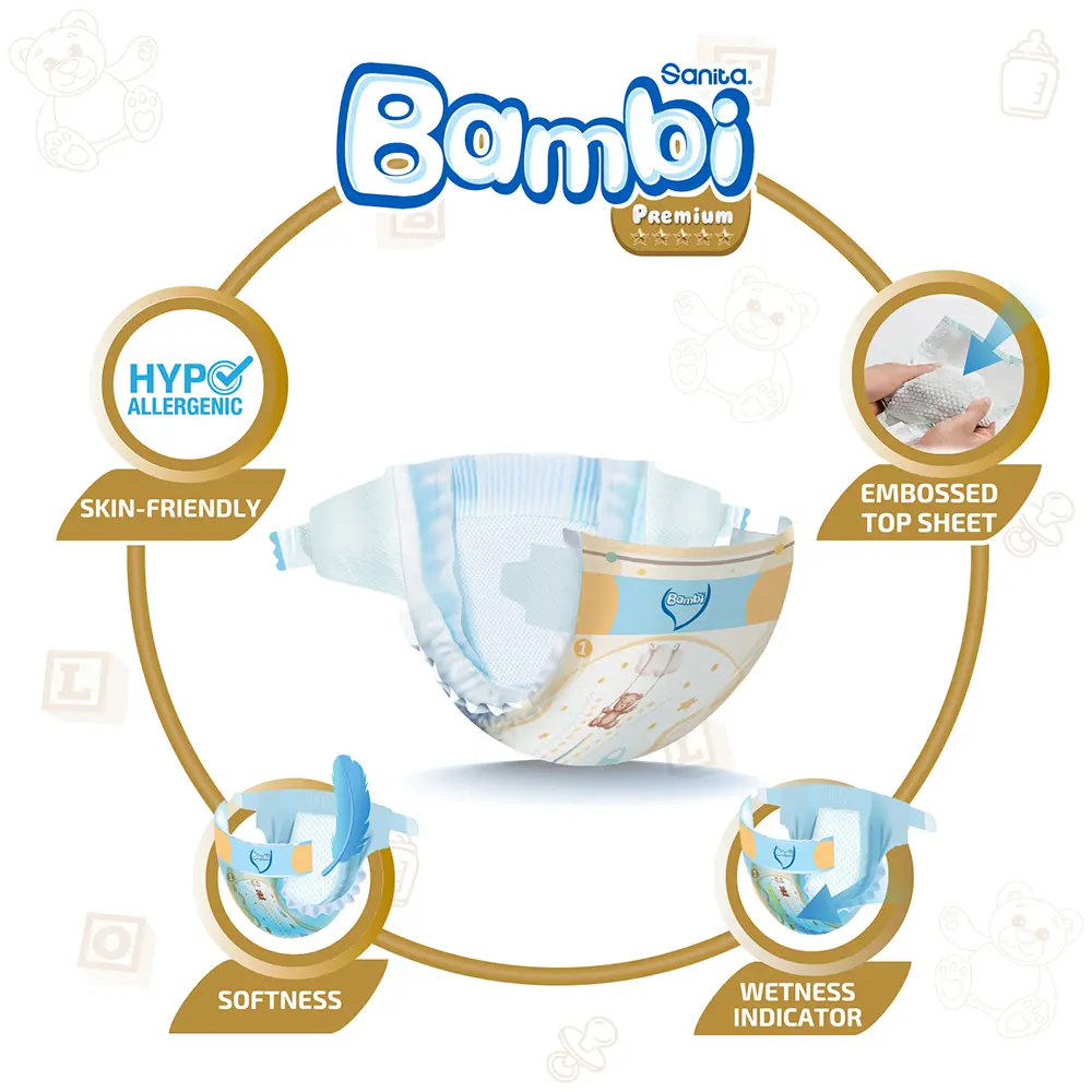 Sanita Bambi Baby Diapers Size 1 Newborn  Super Box 168 Diapers - view 5