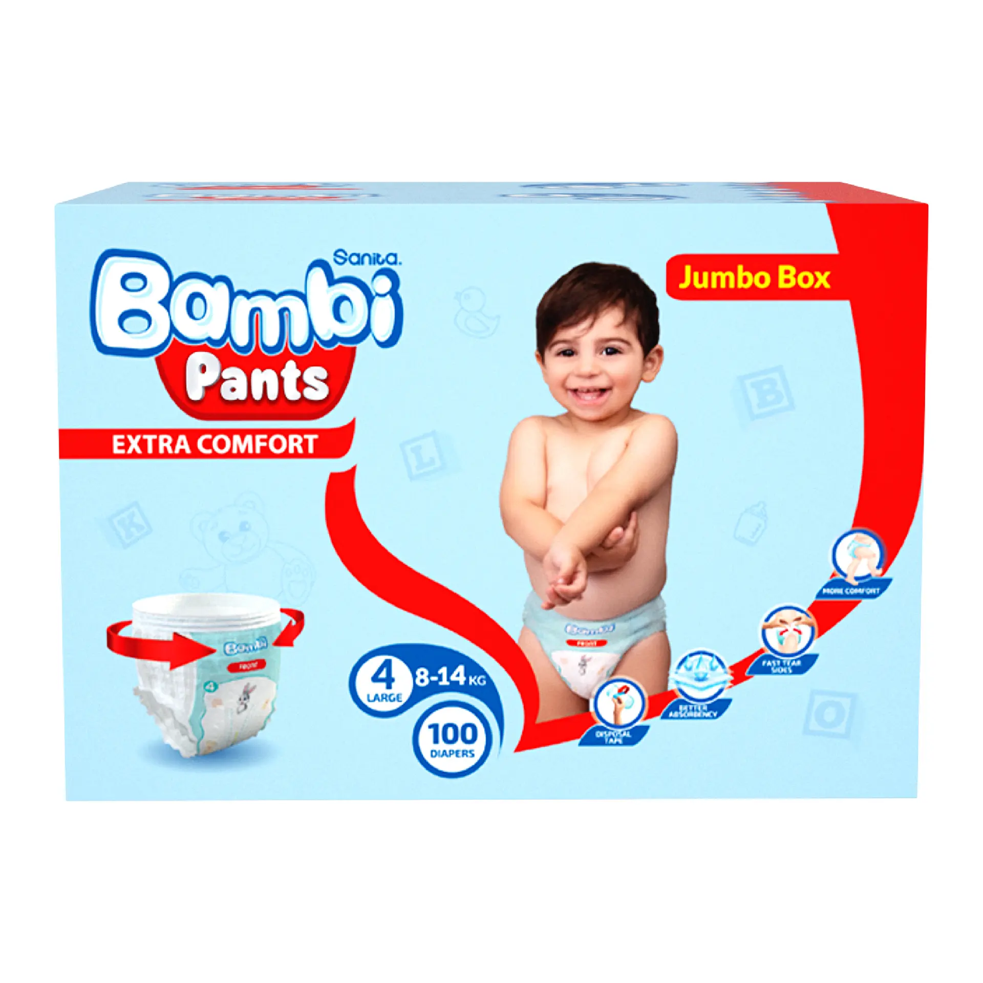 Sanita Bambi Pants Size 4 Large Jumbo Box 100 Diapers - view 4