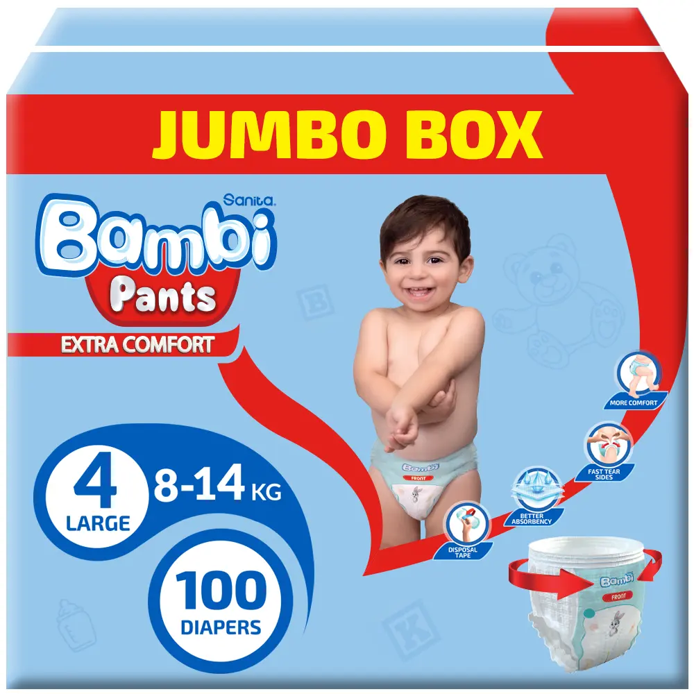 Sanita Bambi Pants Size 4 Large Jumbo Box 100 Diapers - view 11
