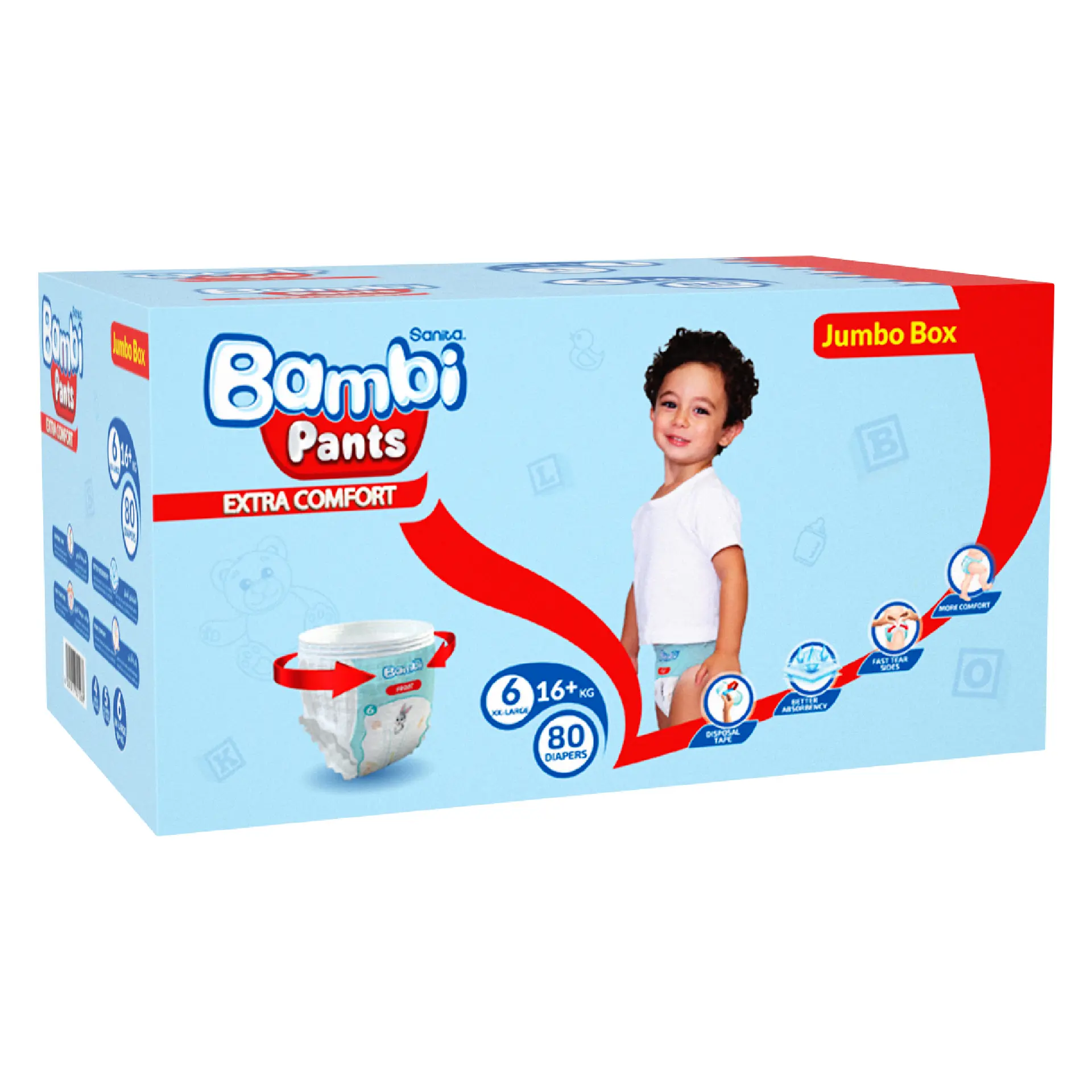 Sanita Bambi Pants Size 6 Xl Jumbo Box 80 Diapers  - view 2