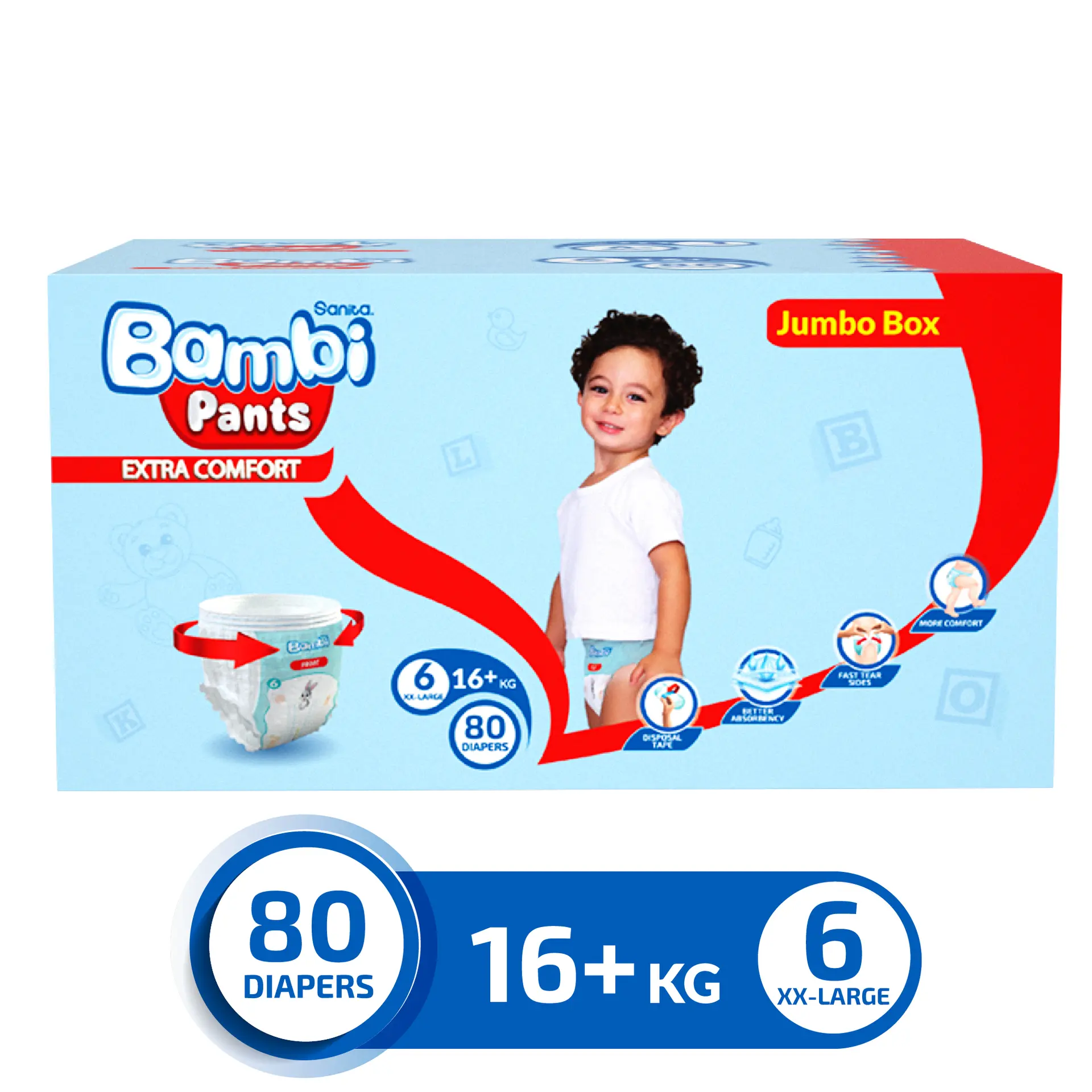 Sanita Bambi Pants Size 6 Xl Jumbo Box 80 Diapers  - view 3