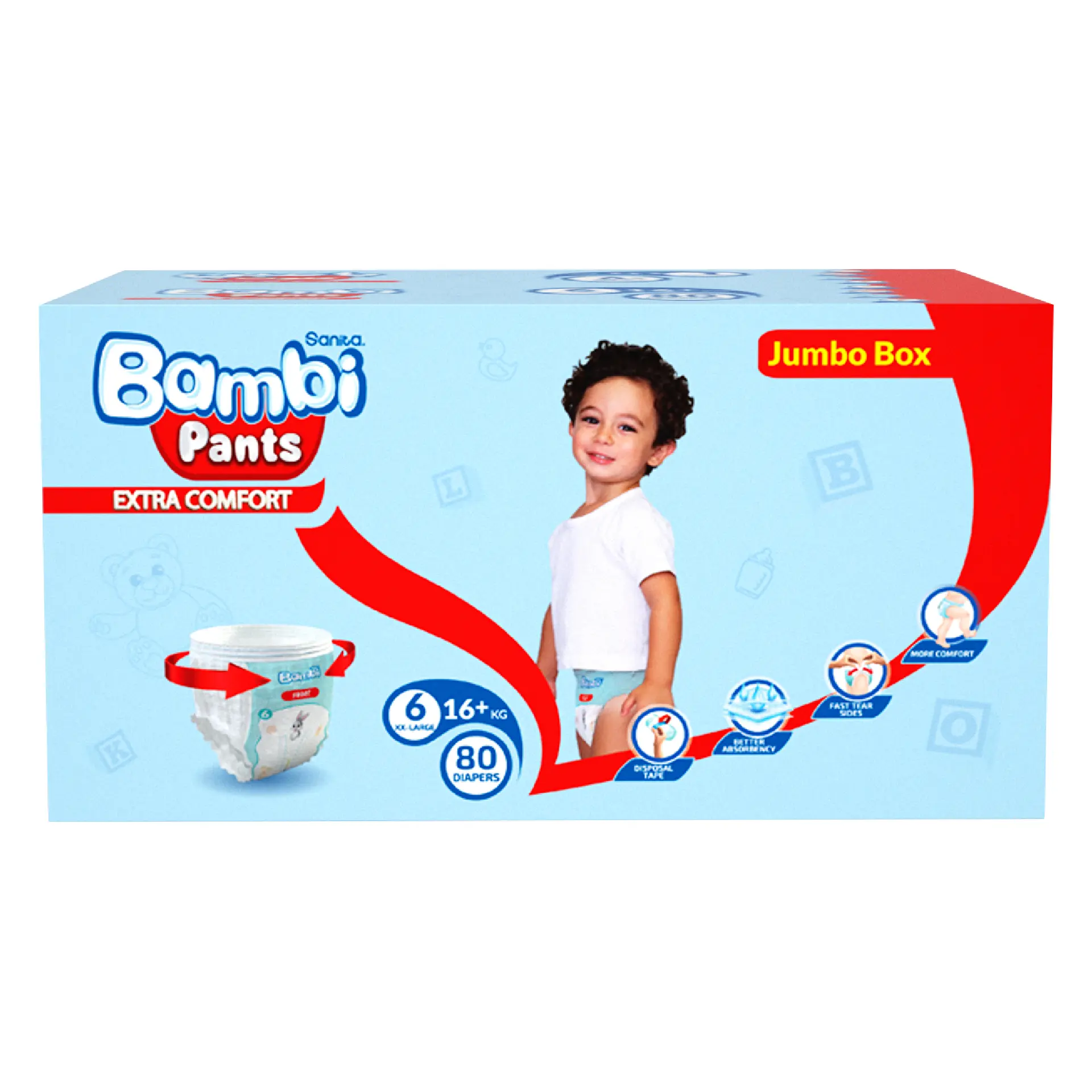 Sanita Bambi Pants Size 6 Xl Jumbo Box 80 Diapers  - view 4