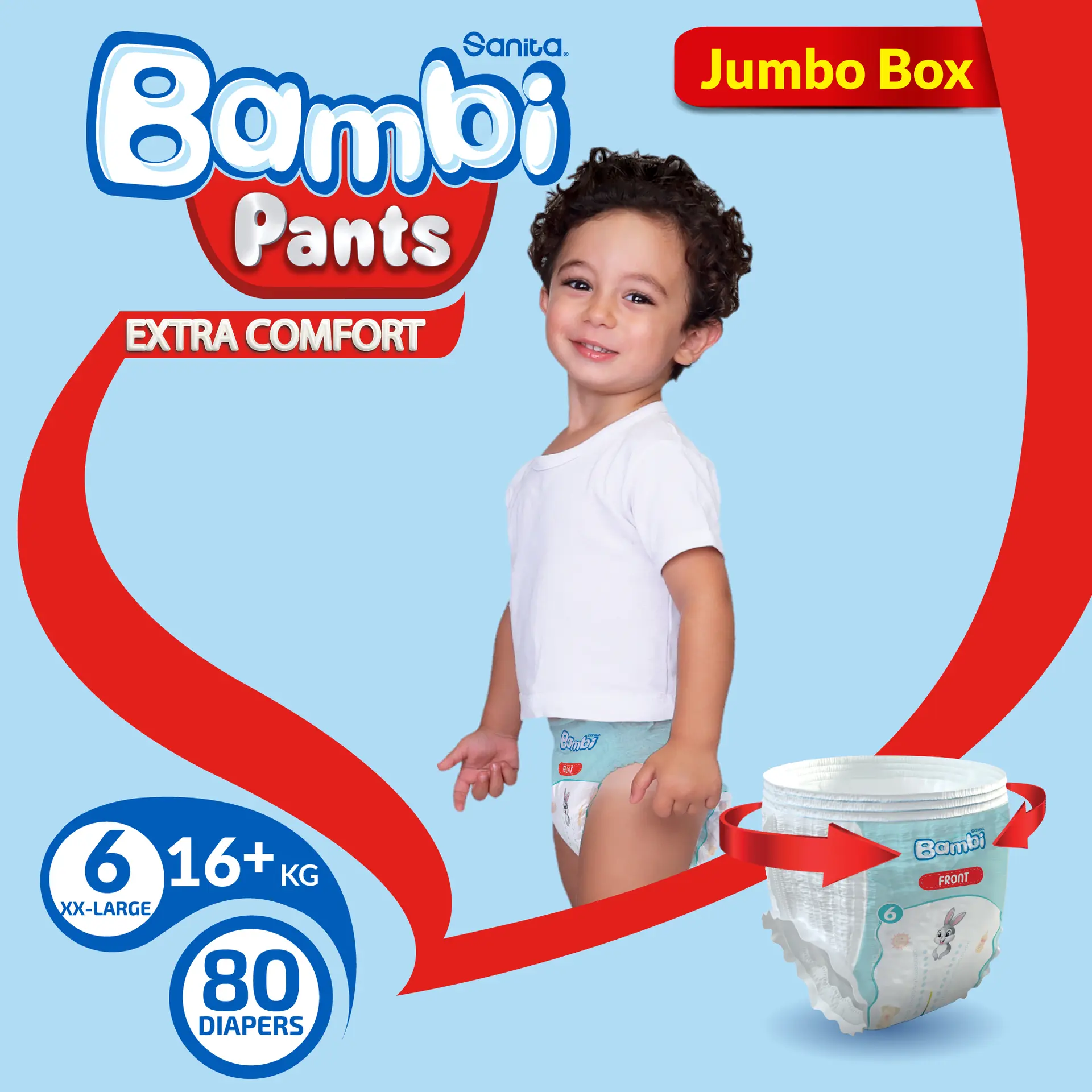 Sanita Bambi Pants Size 6 Xl Jumbo Box 80 Diapers  - view 10