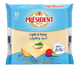 President Light Cheddar Slices Cheese 10 Slice 200 gm
