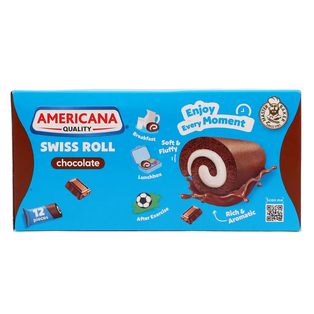 Americana Cake Swiss Roll Chocolate Filled with Vanilla Cream 12 pcs 20 gm - view 2