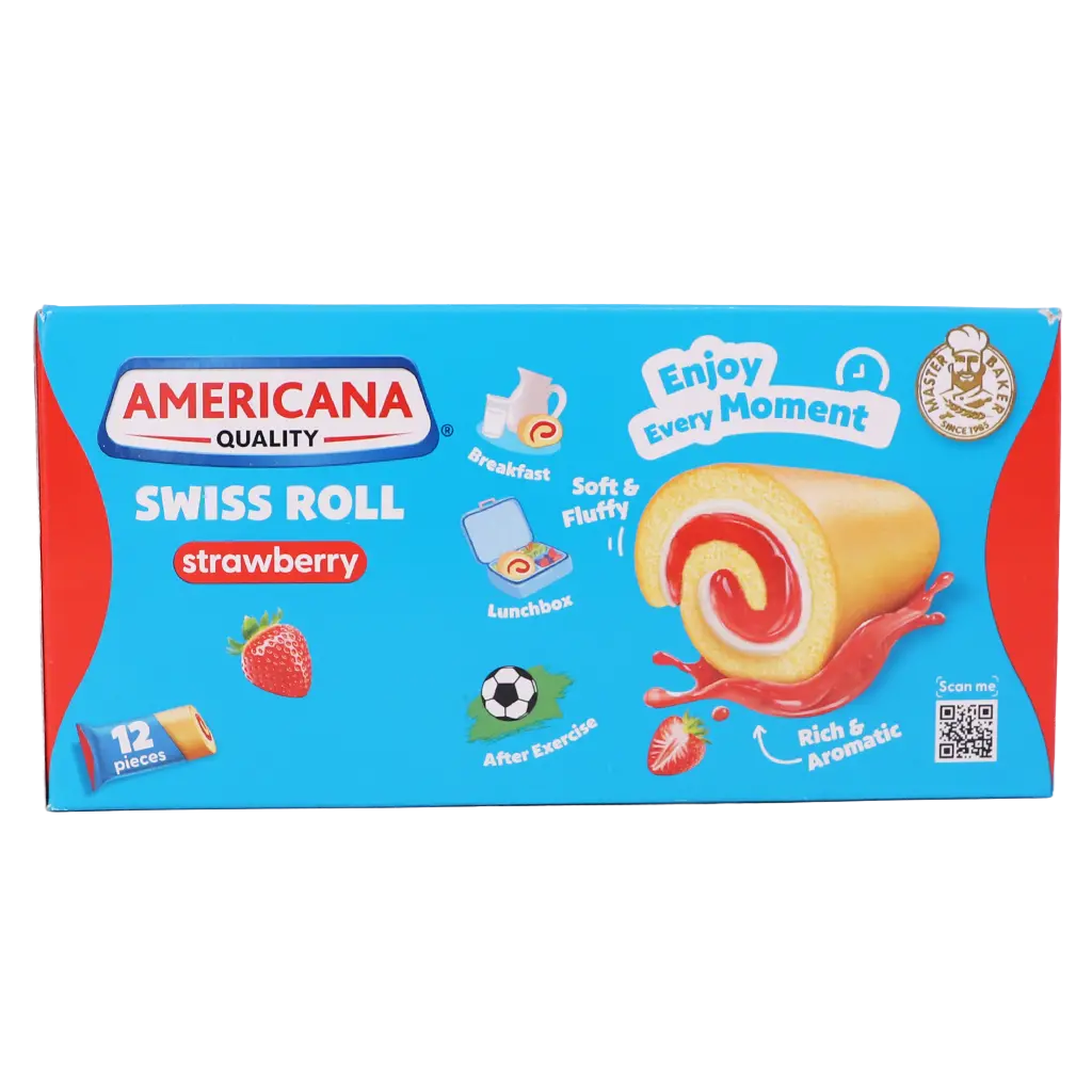 Americana Cake Swiss Roll Vanilla Filled with Strawberry Cream 12 pcs 20 gm - view 2
