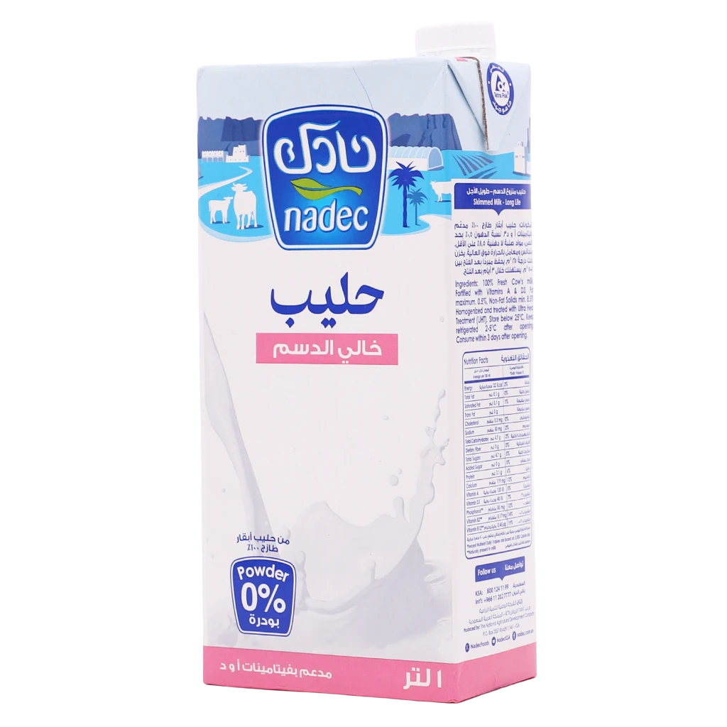 Nadec Milk Skimmed Long Life 1 L