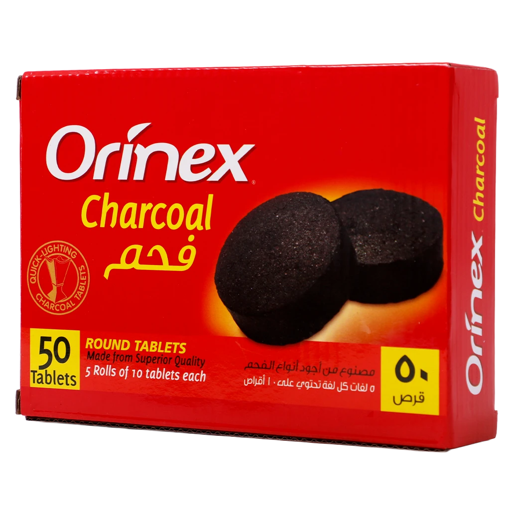 أورينكس فحم مدور مغلف بالورق  50 حبه 