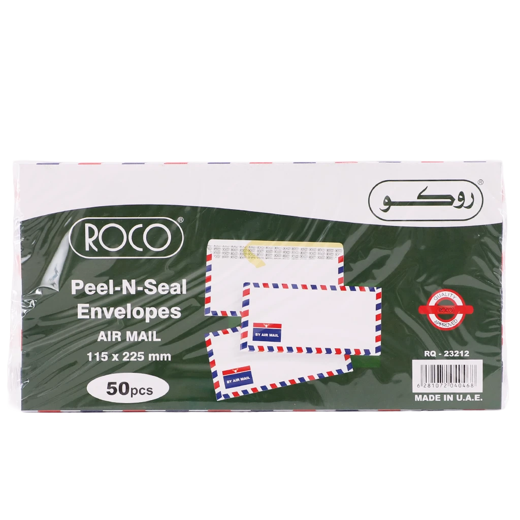 Roco PeelnSeal Airmail Envelopes Paper Adhesive 225.00 mm  8.85 in X 115.00 mm  4.52 in  White