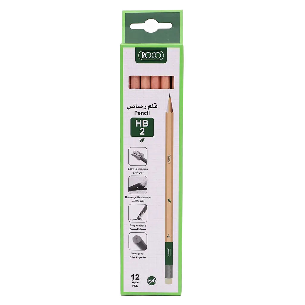Roco Premium Hexagonal Natural Barrel with Eraser Pencil HB Standard 12 Pencils - view 2
