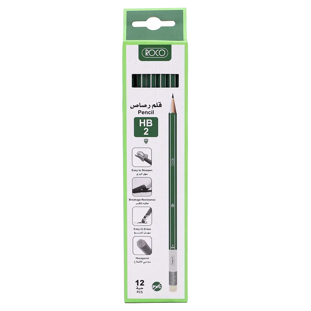 Roco Premium Hexagonal Green Barrel With Eraser Pencil HB Standard 12 Pencils - view 2