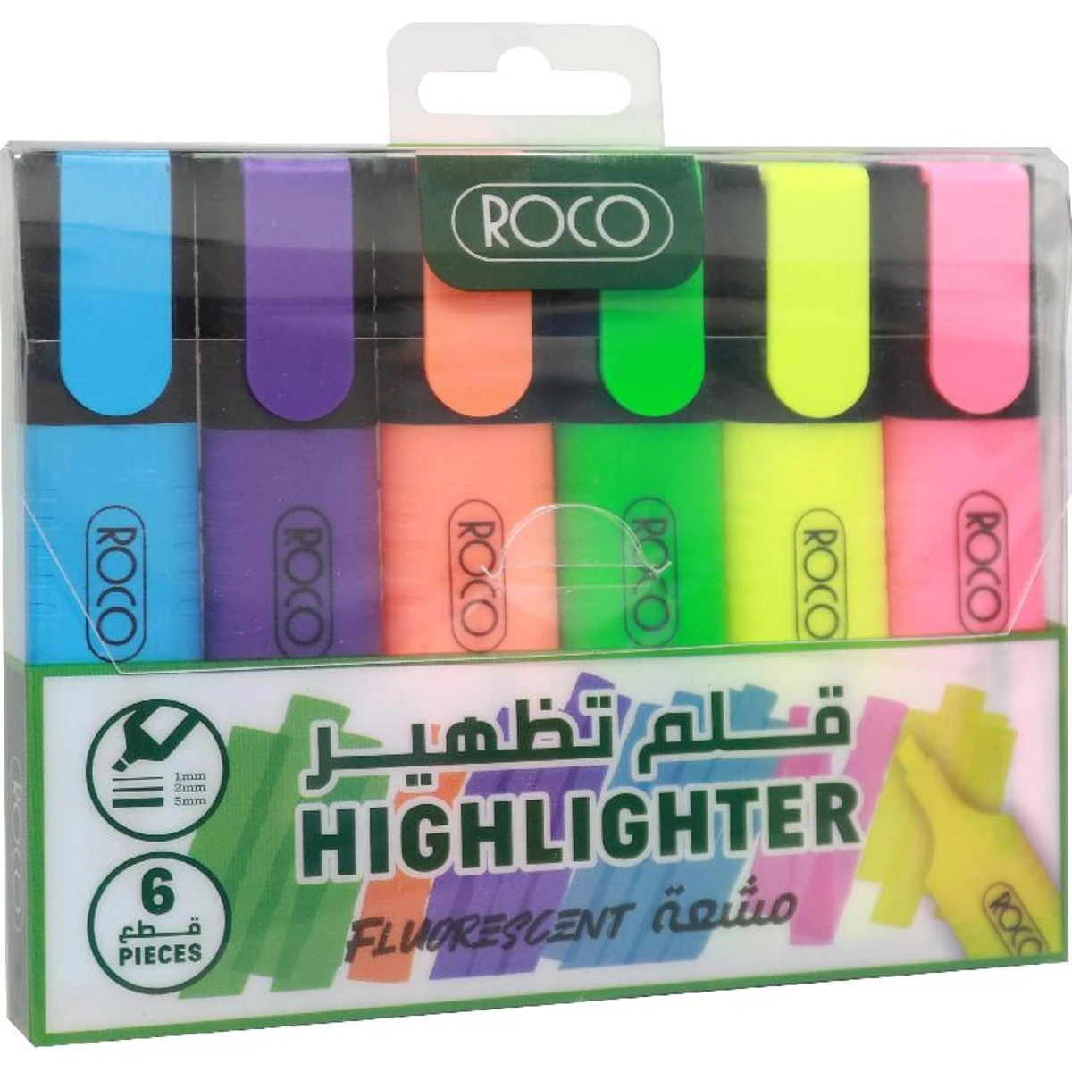 Roco Highlighter 1.2 5 mm Chisel Tip 6 pcs