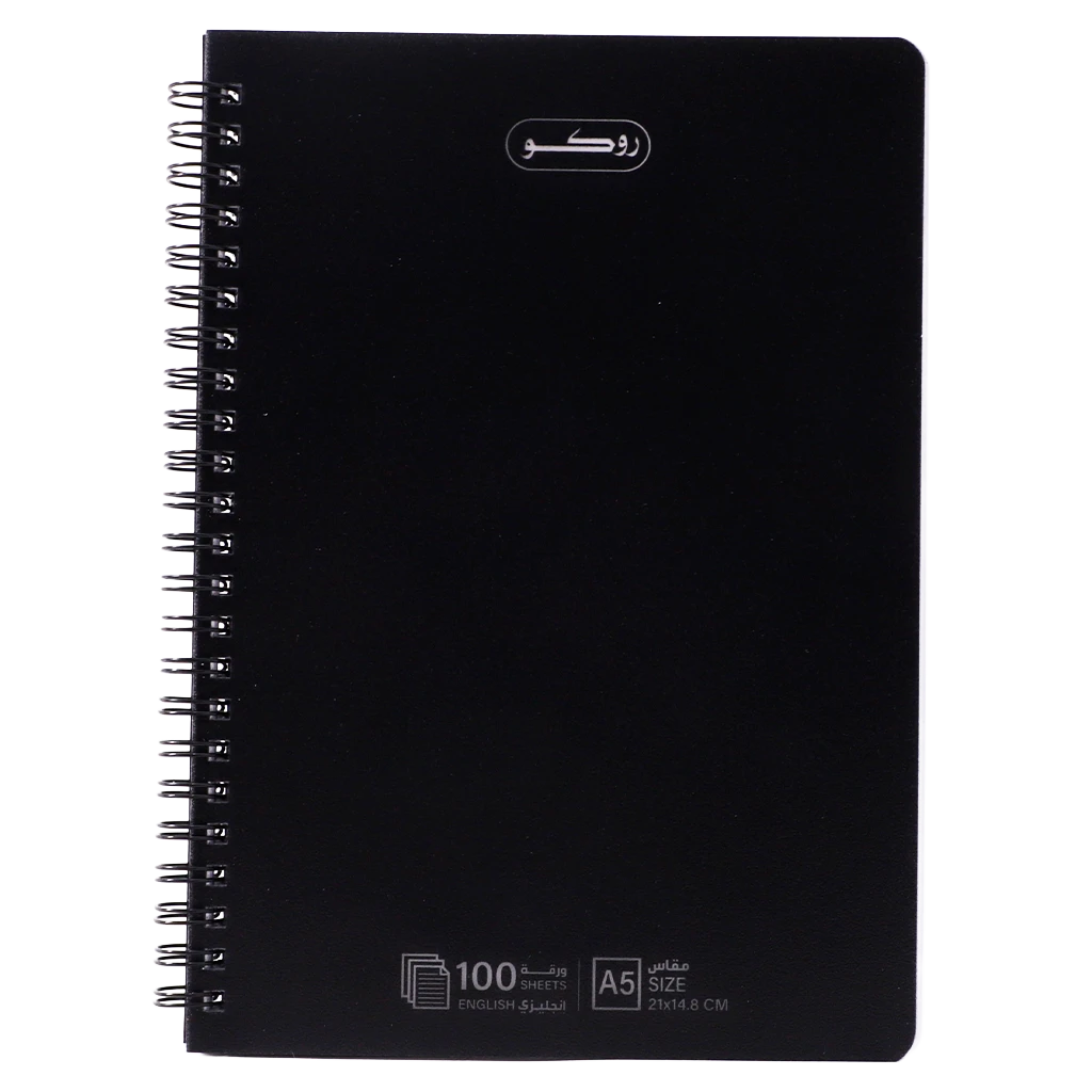 Roco Notebook A5  Double Ruled English 100 Sheets Black