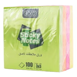 Roco Sticky Notes Assorted Pack 3" X 3" 100 Notes Assorted Neon Color