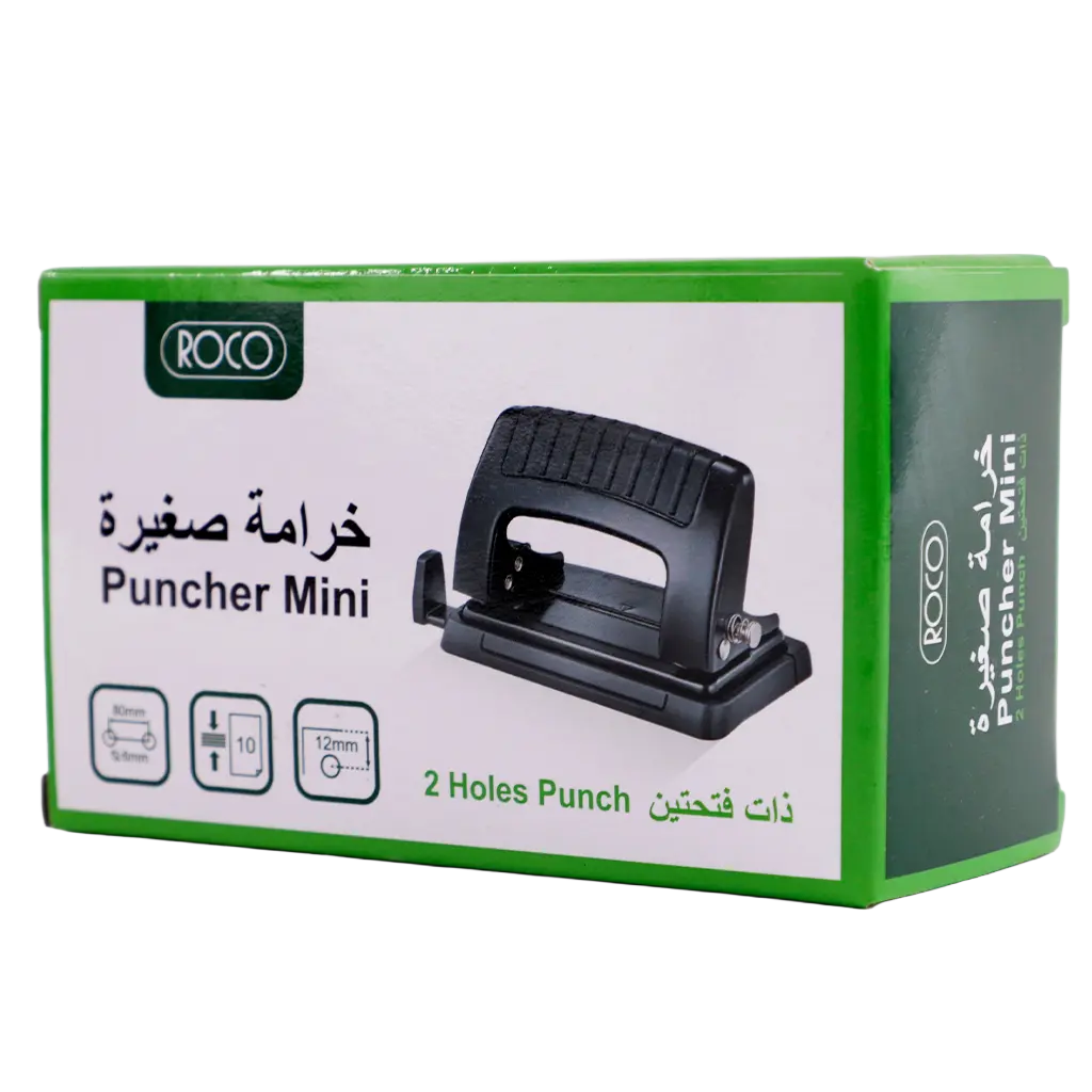 Roco Small Desk Puncher 2 Holes up to 10 Sheets of 80 gsm;12 Sheets of 70 gsm Black - view 1