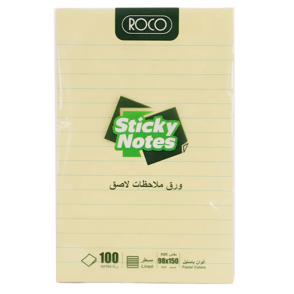 Roco Lined Self Stick Notes 98 X 150 mm 100 Notes Pastel - view 1