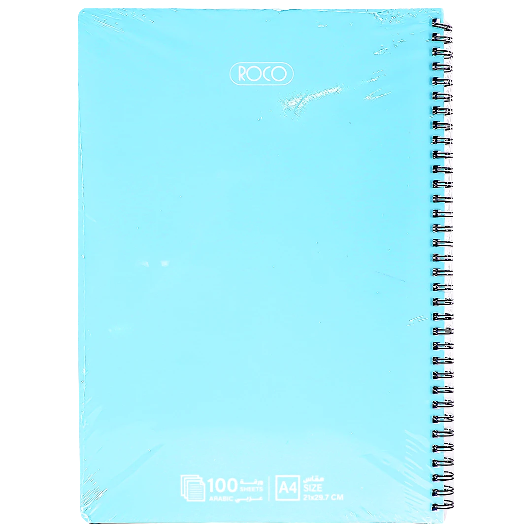 Roco Notebook A4  Single Ruled  Arabic 100 Sheets Aqua