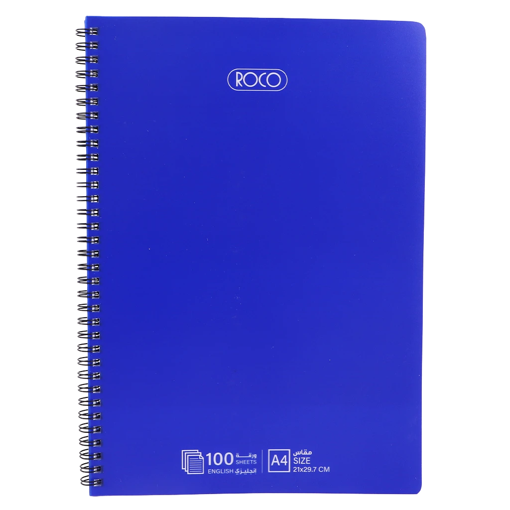 Roco Notebook  A4 Double Ruled English 100 Sheets Blue