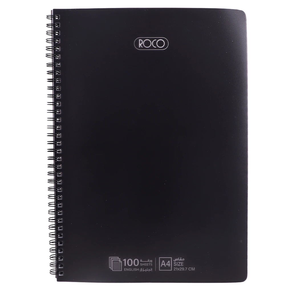 Roco Notebook A4 Double Ruled English 100 Sheets Black