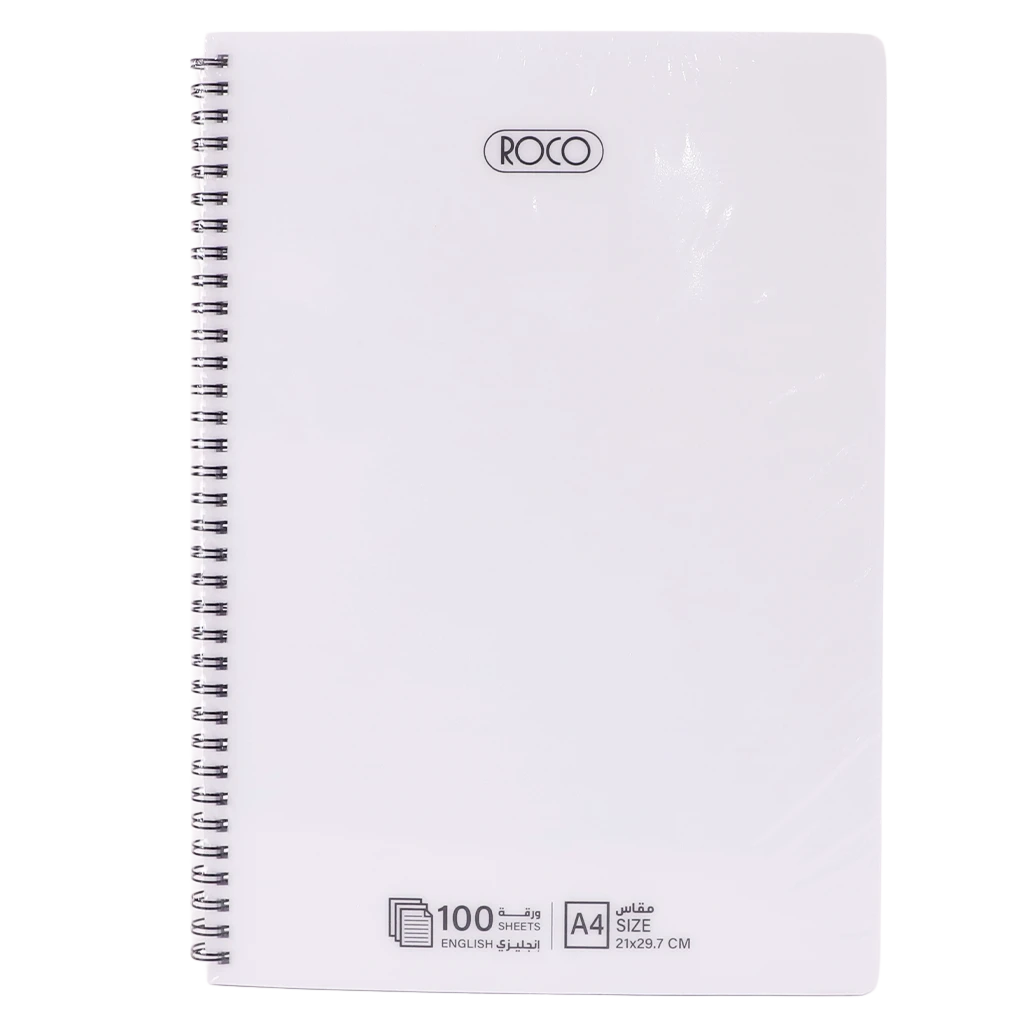 Roco Notebook A4 Double Ruled English 100 Sheets White