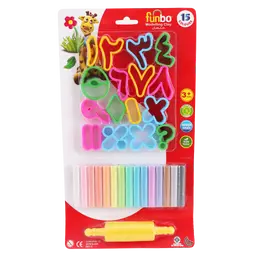 Funbo Clay 15 Pastel Colors 200 gm +16 Arabic Letters +1 Roll