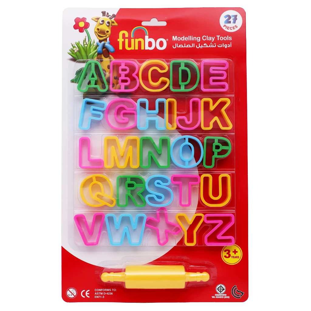 Funbo Clay Tools Letters English +1 Roll 26 Molds
