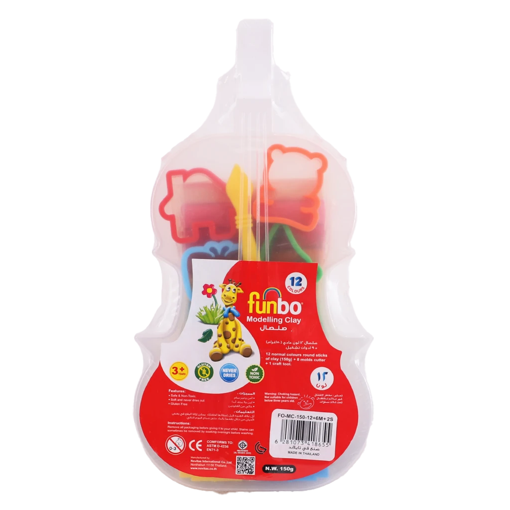 Funbo Clay 12 Colors 150 gm  8 Tools