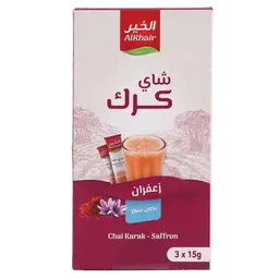 Al Khair Karak Tea Saffron Sugar Free 3 sachets 15 gm