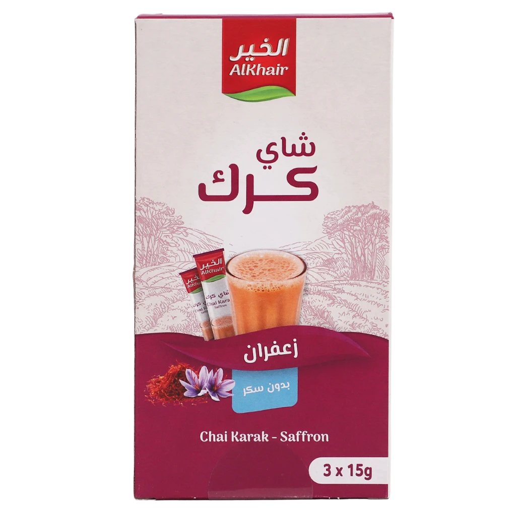Al Khair Karak Tea Saffron Sugar Free 3 sachets 15 gm