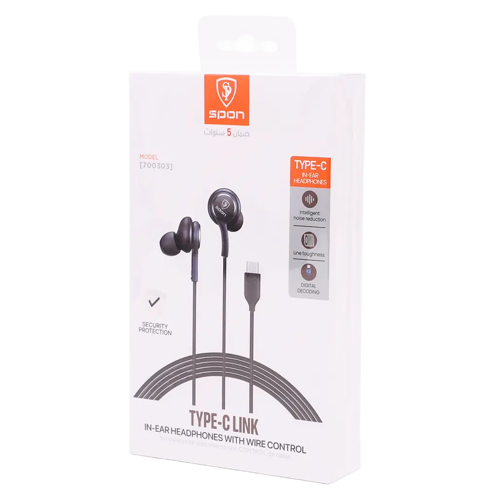 SPON Type C Wired In Ear Headphones With Mic - view 2