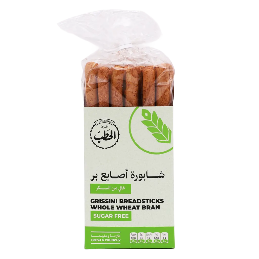 Al Hatab Grissini Sticks Wholewheat Bran No Sugar 300 gm - view 2