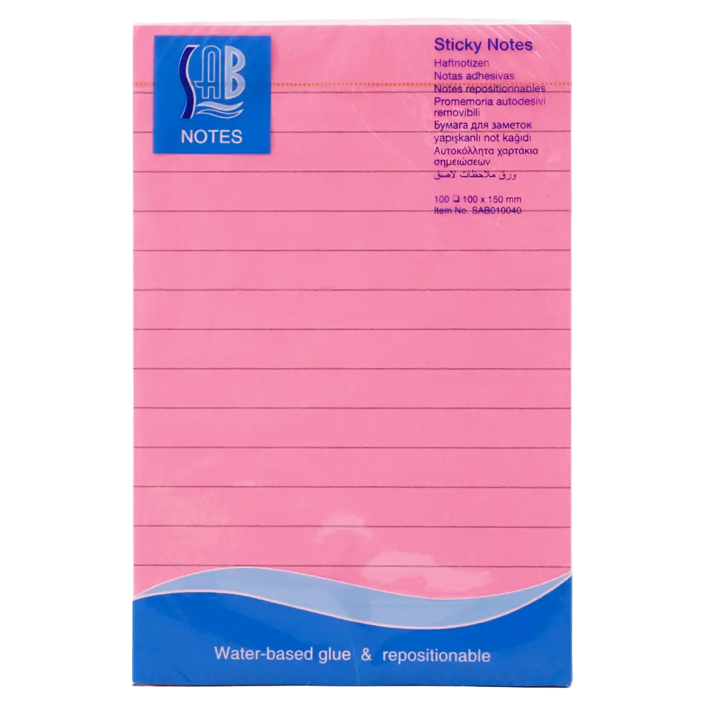 Sab Sticky Note 100 * 150Mm Phosphorescent Pink 100 Sheets   - view 1