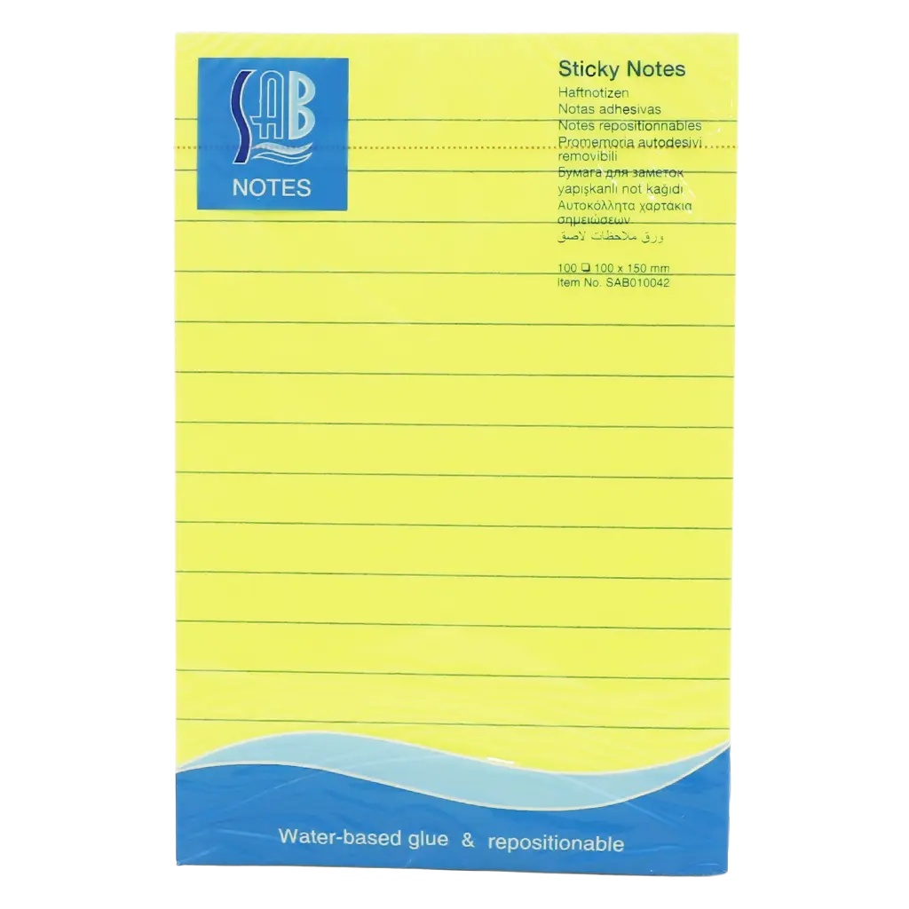 Sab Sticky Note  100 * 150Mm Phosphorescent Yellow 100 Sheets  - view 1