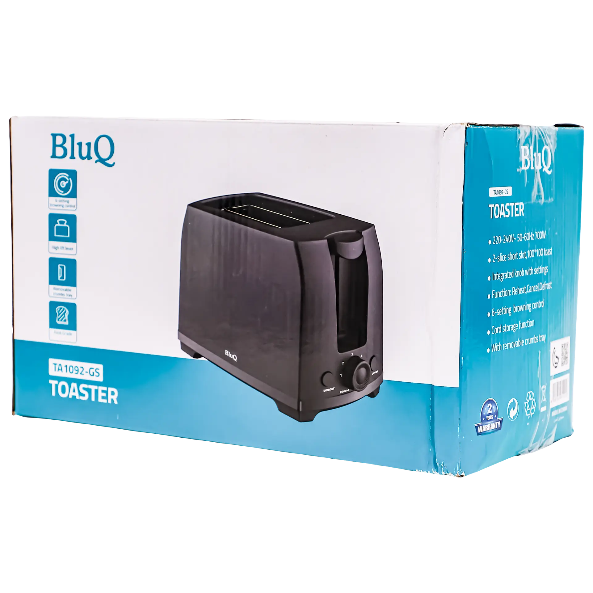 BluQ Toaster 7 Toaster Settings Reheat Cancel Defrost 700 W - view 1