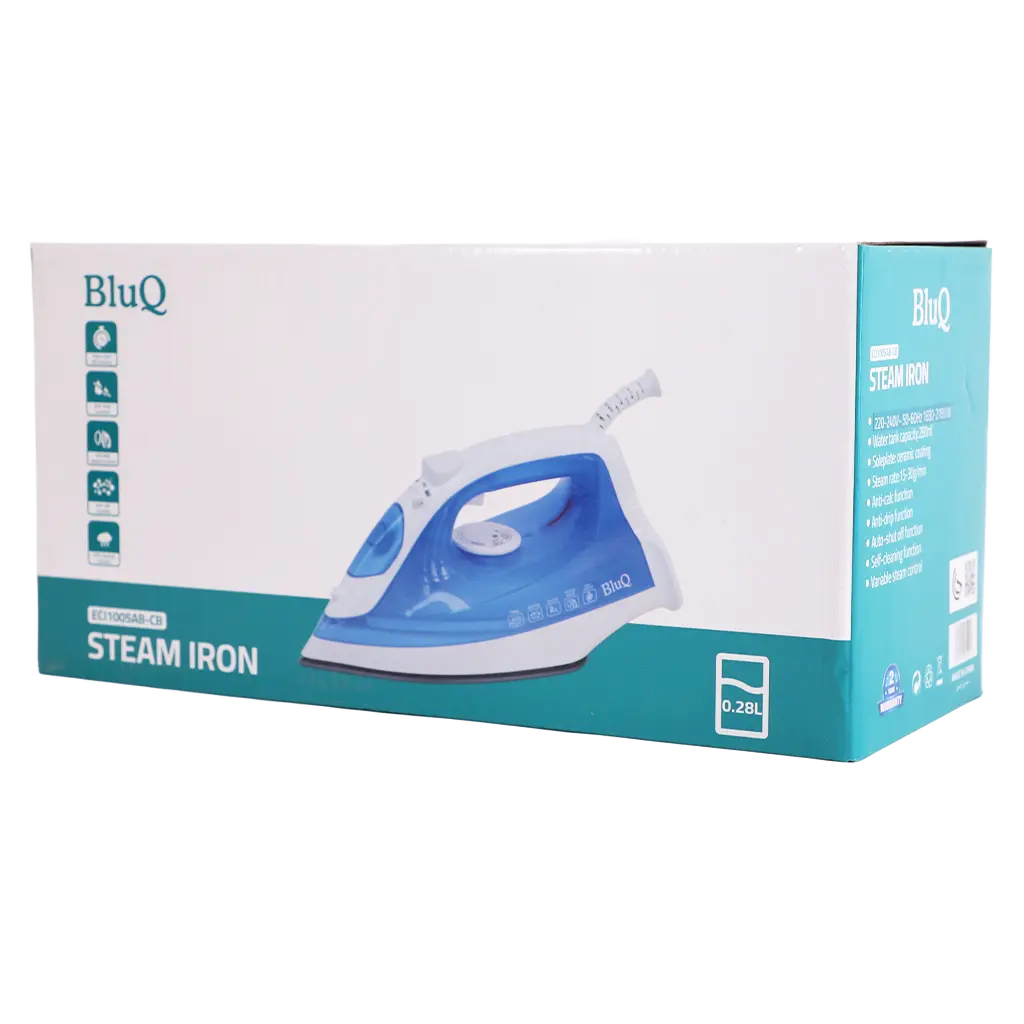 BluQ Steam Iron Non-Stick Soleplate Anti-calc drip Auto- shut Off Self Cleaning 2000 W - view 2