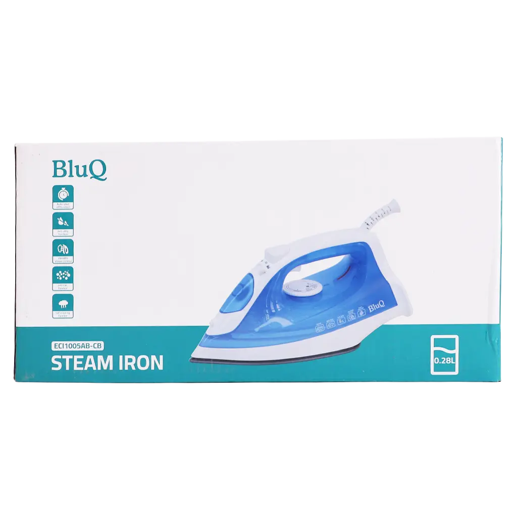 BluQ Steam Iron Non-Stick Soleplate Anti-calc drip Auto- shut Off Self Cleaning 2000 W - view 3