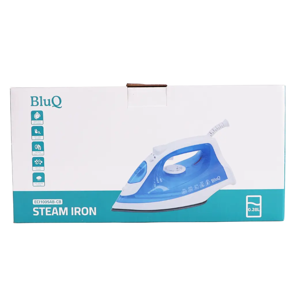 BluQ Steam Iron Non-Stick Soleplate Anti-calc drip Auto- shut Off Self Cleaning 2000 W - view 4